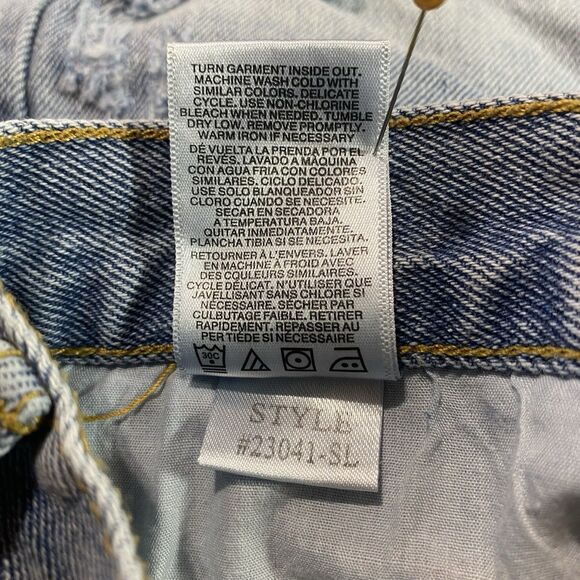 SIMPLE SOCIETY Denim Shorts Distressed Button Fly Raw Hem Y2K Womens 0 24 Blue - Picture 10 of 10